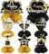 8pc Happy Anniversary Honeycomb Centerpieces - Black & Gold 3D Table Decorations - Milestone Anniversary Party Supplies for 1st, 10th, 25th, 50th Wedding Anniversary & Company Events
